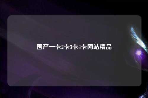 国产一卡2卡3卡4卡网站精品